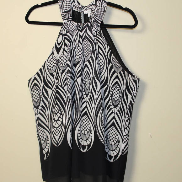 Dress Barn Tops - Dress Barn Women's Large Black/ White Feather Print Blouse